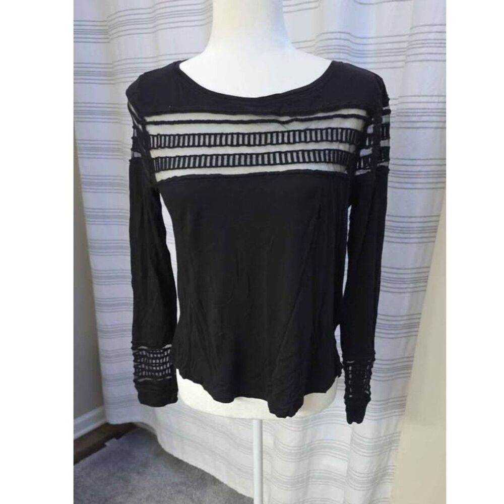 Free People Black Long Sleeve Top